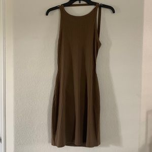 Olive green backless mini dress